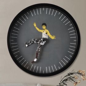 Kung Fu Wall Clock Chinese BruceLee Creative Round Clock Home Decorations Diameter 25CM Personality Fashion Clock