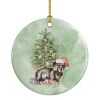 Dachshund Black Tan Puppy Christmas Presents and Tree Ceramic Ornament Christmas Tree Hanging Decorations for Home Christmas Holiday, Party, Gift, 3 i