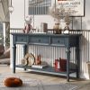 Classic Retro Style Console Table with Three Top Drawers and Open Style Bottom Shelf, Easy Assembly (Navy)