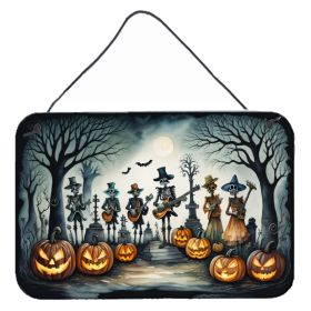 NEW Mariachi Skeleton Band Spooky Halloween Wall or Door Hanging Prints Aluminum Metal Sign Kitchen Wall Bar Bathroom Plaque Home Decor, 8HX12W, Multi