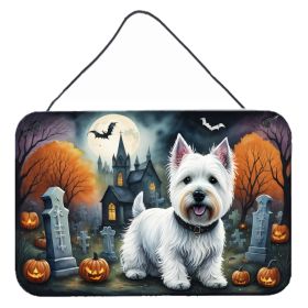 NEW Westie Spooky Halloween Wall or Door Hanging Prints Aluminum Metal Sign Kitchen Wall Bar Bathroom Plaque Home Decor, 8HX12W, Multicolor