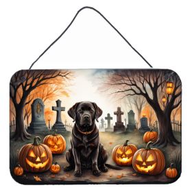 NEW Chocolate Labrador Retriever Spooky Halloween Wall or Door Hanging Prints Aluminum Metal Sign Kitchen Wall Bar Bathroom Plaque Home Decor, 8HX12W,