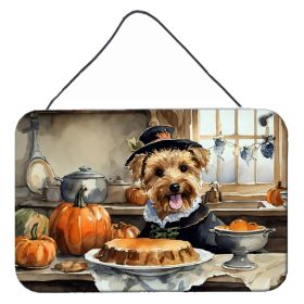 NEW Lakeland Terrier Fall Kitchen Pumpkins Wall or Door Hanging Prints Aluminum Metal Sign Kitchen Wall Bar Bathroom Plaque Home Decor, 8HX12W, Multic