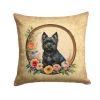 Cairn Terrier and Flowers Throw Pillow Machine Washable, Indoor Outdoor Decorative Pillow for Couch, Bed or Patio, 14Hx14W