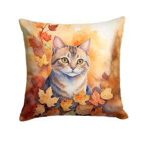 Raas Cat in Fall Leaves Throw Pillow Machine Washable, Indoor Outdoor Decorative Pillow for Couch, Bed or Patio, 18Hx18W