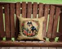 Finnish Lapphund and Flowers Throw Pillow Machine Washable, Indoor Outdoor Decorative Pillow for Couch, Bed or Patio, 14Hx14W