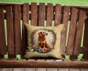 Chesapeake Bay Retriever and Flowers Throw Pillow Machine Washable, Indoor Outdoor Decorative Pillow for Couch, Bed or Patio, 14Hx14W