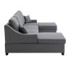 Upholstery Sleeper Sectional Sofa with Double Storage Spaces, 2 Tossing Cushions, Grey