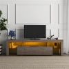 20 minutes quick assembly brown simple modern TV stand with the toughened glass shelf Floor cabinet Floor TV wall cabinet Brown + whiteTV bracket with