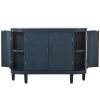 U-Style Storage Cabinet Sideboard Wooden Cabinet with Antique Pattern Doors for Hallway, Entryway, Living Room