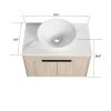 30''Modern Design Float Bathroom Vanity With Ceramic Basin Set,Wall Mounted White Oak Vanity With Soft Close Door,KD-Packing,KD-Packing,2 Pieces Parce