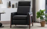 Wood-Framed PU Leather Recliner Chair Adjustable Home Theater Seating with Thick Seat Cushion and Backrest Modern Living Room Recliners, Black(Old SKU