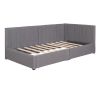 Upholstered Daybed with 2 Storage Drawers Twin Size Sofa Bed Frame No Box Spring Needed, Linen Fabric (Gray)