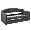 Upholstered Twin Daybed with Trundle,Black