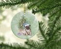 Pug Fawn Puppy Christmas Presents and Tree Ceramic Ornament Christmas Tree Hanging Decorations for Home Christmas Holiday, Party, Gift, 3 in, Multicol