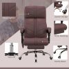 Executive Massage Office Chair with 4 Vibration, Computer Desk Chair, PU Leather Heated Reclining Chair with Adjustable Height, Swivel Wheels, Brown