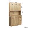 70.87" Tall Wardrobe& Kitchen Cabinet, with 6-Doors, 1-Open Shelves and 1-Drawer for bedroom,Rustic Oak