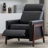 Wood-Framed PU Leather Recliner Chair Adjustable Home Theater Seating with Thick Seat Cushion and Backrest Modern Living Room Recliners, Black(Old SKU