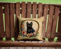 Cairn Terrier and Flowers Throw Pillow Machine Washable, Indoor Outdoor Decorative Pillow for Couch, Bed or Patio, 14Hx14W