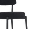 Set of 2 modern teddy fabric upholstered bar stools - Metal base high stool - Suitable for kitchen, dining and living room - Black - Stylish and comfo