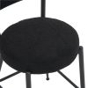 Set of 2 modern teddy fabric upholstered bar stools - Metal base high stool - Suitable for kitchen, dining and living room - Black - Stylish and comfo