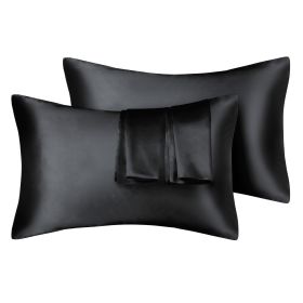 75D Satin Artificial Silk Pillowcase (Option: Black-King 20X36in)