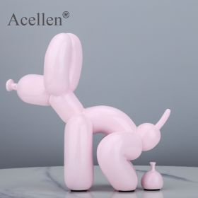 Animals Figurine Resin Cute Squat Poop Balloon Dog Shape Statue Art Sculpture Figurine Craftwork Tabletop Home Decor Accessories (Color: Pink-22cm, size: S)