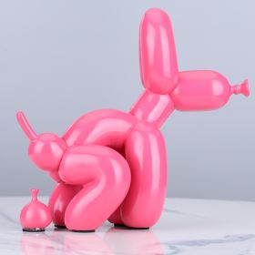 Animals Figurine Resin Cute Squat Poop Balloon Dog Shape Statue Art Sculpture Figurine Craftwork Tabletop Home Decor Accessories (Color: Cherry powder, size: S)