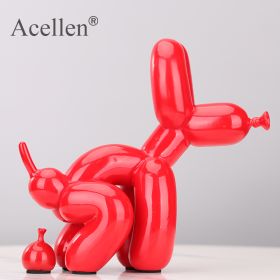 Animals Figurine Resin Cute Squat Poop Balloon Dog Shape Statue Art Sculpture Figurine Craftwork Tabletop Home Decor Accessories (Color: Red1-22cm, size: S)