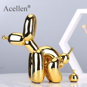 Animals Figurine Resin Cute Squat Poop Balloon Dog Shape Statue Art Sculpture Figurine Craftwork Tabletop Home Decor Accessories (Color: Electroplated gold, size: S)