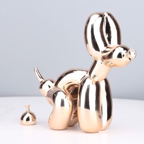 Animals Figurine Resin Cute Squat Poop Balloon Dog Shape Statue Art Sculpture Figurine Craftwork Tabletop Home Decor Accessories (Color: Electroplating pink, size: S)