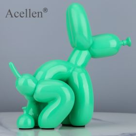 Animals Figurine Resin Cute Squat Poop Balloon Dog Shape Statue Art Sculpture Figurine Craftwork Tabletop Home Decor Accessories (Color: Grass green-22cm, size: S)