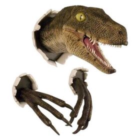 3D Dinosaur Wall Hanging Decoration Dinosaur Wall Hanging Jurassic Dinosaur Head Wall Hanging Large T-Rex Wall Mounted Statue (Color: Yellow)