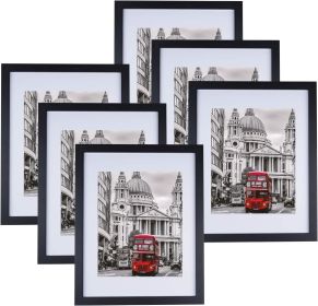 11x14 Picture Frame Set of 6, Display 8x10 Pictures with Mat or 11x14 Without Mat,Classic Simple Photo Frames (Color: Black)