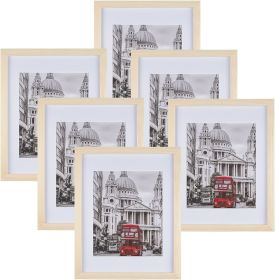 11x14 Picture Frame Set of 6, Display 8x10 Pictures with Mat or 11x14 Without Mat,Classic Simple Photo Frames (Color: Wood Grain)