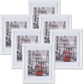 11x14 Picture Frame Set of 6, Display 8x10 Pictures with Mat or 11x14 Without Mat,Classic Simple Photo Frames (Color: White)