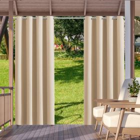 2pack Indoor Outdoor Curtains Waterproof Thermal Insulated Curtains Sliding Tab Top Outside Blackout Patio Curtains for Porch (Color: Yellow, size: W52xH108in-132x275cm)