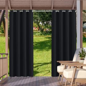 2pack Indoor Outdoor Curtains Waterproof Thermal Insulated Curtains Sliding Tab Top Outside Blackout Patio Curtains for Porch (Color: Black, size: W52xH94in-132x238cm)