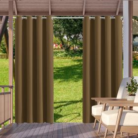 2pack Indoor Outdoor Curtains Waterproof Thermal Insulated Curtains Sliding Tab Top Outside Blackout Patio Curtains for Porch (Color: Brown, size: W52xH108in-132x275cm)