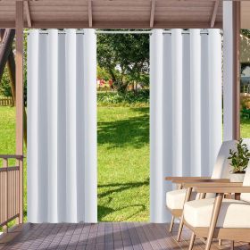 2pack Indoor Outdoor Curtains Waterproof Thermal Insulated Curtains Sliding Tab Top Outside Blackout Patio Curtains for Porch (Color: Silver white, size: W52xH94in-132x238cm)