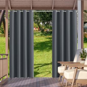 2pack Indoor Outdoor Curtains Waterproof Thermal Insulated Curtains Sliding Tab Top Outside Blackout Patio Curtains for Porch (Color: Dark gray, size: W52xH108in-132x275cm)