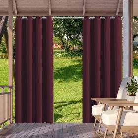 2pack Indoor Outdoor Curtains Waterproof Thermal Insulated Curtains Sliding Tab Top Outside Blackout Patio Curtains for Porch (Color: Wine, size: W52xH108in-132x275cm)