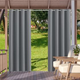 2pack Indoor Outdoor Curtains Waterproof Thermal Insulated Curtains Sliding Tab Top Outside Blackout Patio Curtains for Porch (Color: Light gray A, size: W52xH108in-132x275cm)