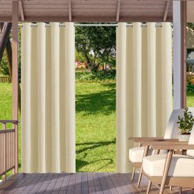 2pack Indoor Outdoor Curtains Waterproof Thermal Insulated Curtains Sliding Tab Top Outside Blackout Patio Curtains for Porch (Color: Beige, size: W52xH108in-132x275cm)