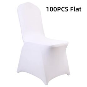 10-100PCS Black White Strong Spandex Universal Wedding Chair Covers Full Seat Slipcovers Restaurant Cafe (Color: White 100pcs Flat)