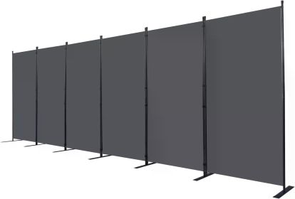 Room Divider 6 Panel Folding Privacy Screens With Wider Support Feet Partition Separator Home Decor Garden (Color: Grey)