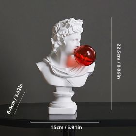 Unique Resin David Statue Creative Bubble Blowing David Sculpture Resin Gypsum Figurine Home Bookshelf Desktop Art Decoration (Color: A)