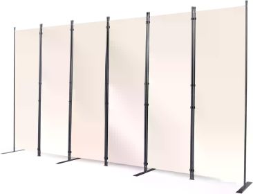 Room Divider 6 Panel Folding Privacy Screens With Wider Support Feet Partition Separator Home Decor Garden (Color: Beige)