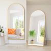 Dolonm Arched Full Length Mirror with Stand, 71"x32" Aluminum Alloy Body Mirror, Shatter-Proof Glass Made, Free Standing, Leaning, Wall-Mounted Mirror