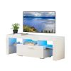 FashionTVstandTVcabinet,EntertainmentCenter,TVstationTV console,media console,with LEDlight belt,light belt remote control,toughenedglassshelf,metal h